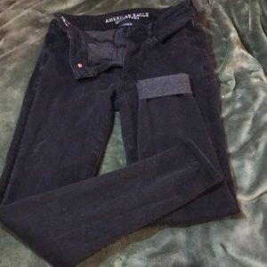 Hi-rise black AE skinny jeans